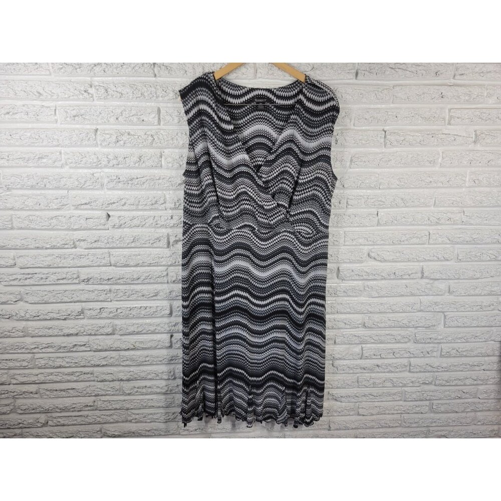 Glamour Women's Dress 18W Plus Size Black Geometric Sheath Sleeveless GEO53E